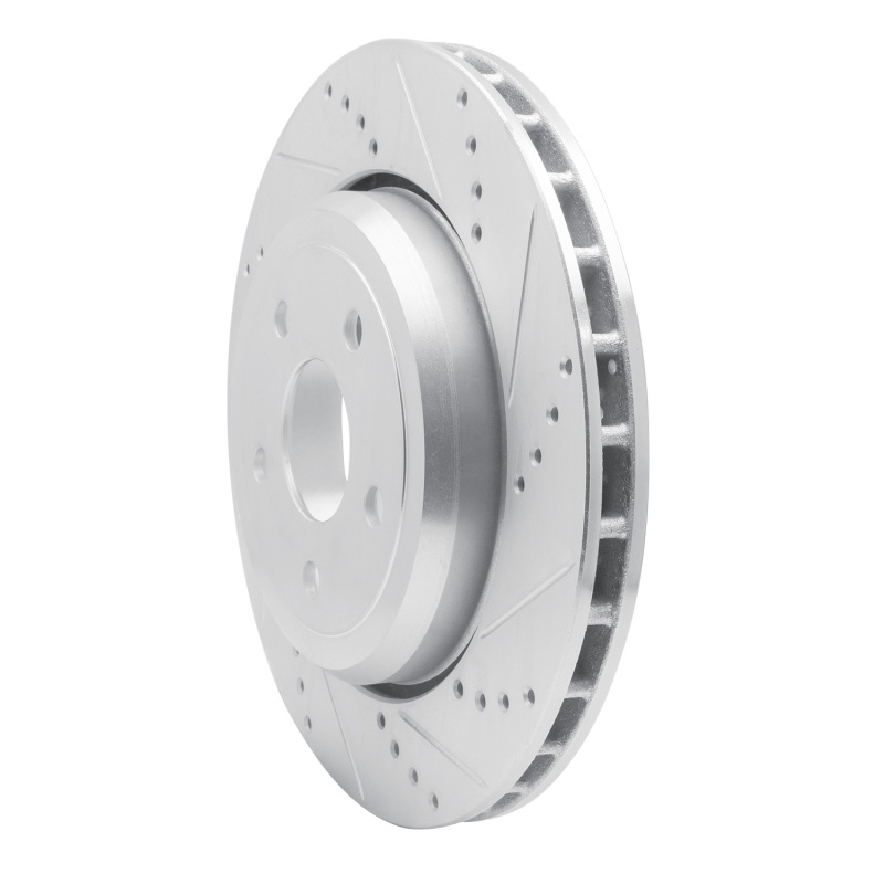 Dodge Durango Brake Rotor (1) - Rear Right - R1 Concepts - Drilled & Slotted - Silver - `12-`25